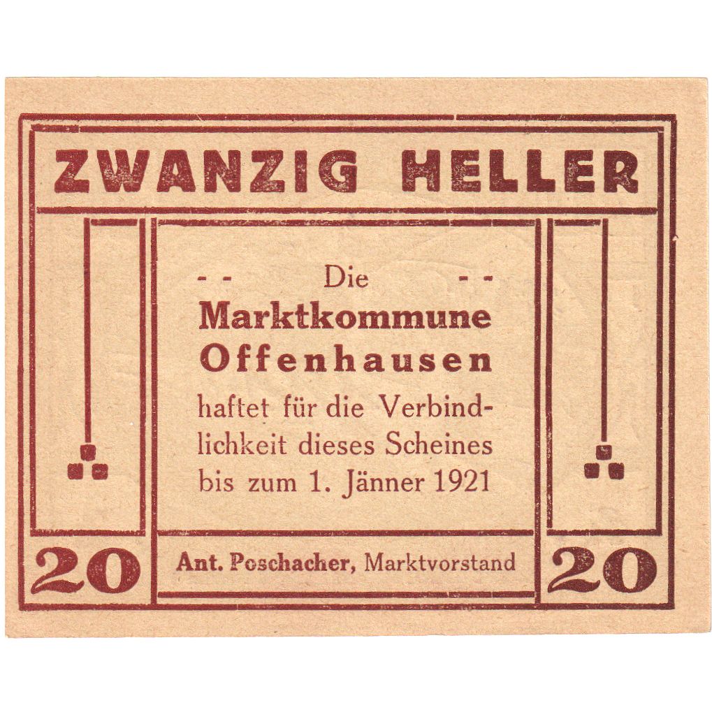 Austria, Offenhausen O.Ö. Prv. Marktkommune, 20 Heller, 1921-01-01, UNC(63)