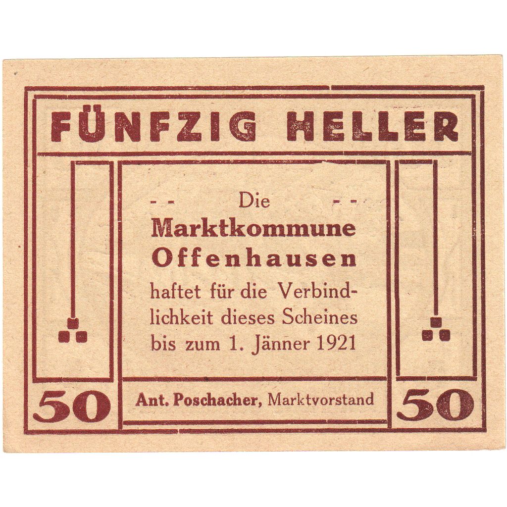 Austria, Offenhausen O.Ö. Prv. Marktkommune, 50 Heller, 1921-01-01, UNC(63)