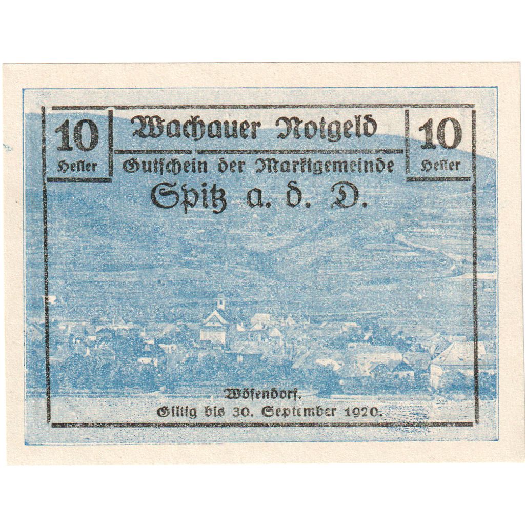 Oostenrijk, Wachauer Notgeld - Spitz - Kirche N.Ö. Gemeinde, 10 Heller