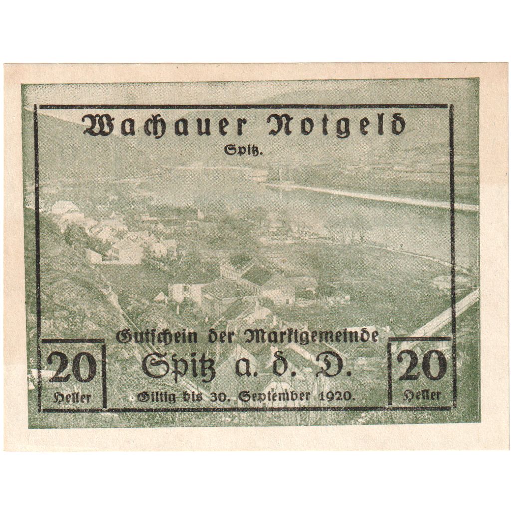 Österreich, Wachauer Notgeld - Spitz - Kirche N.Ö. Gemeinde, 20 Heller