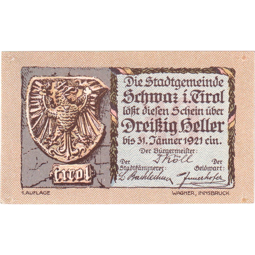 Oostenrijk, Innsbruck Tirol Prv. Notgeld Sammlerbund Innsbruck, 30 Heller