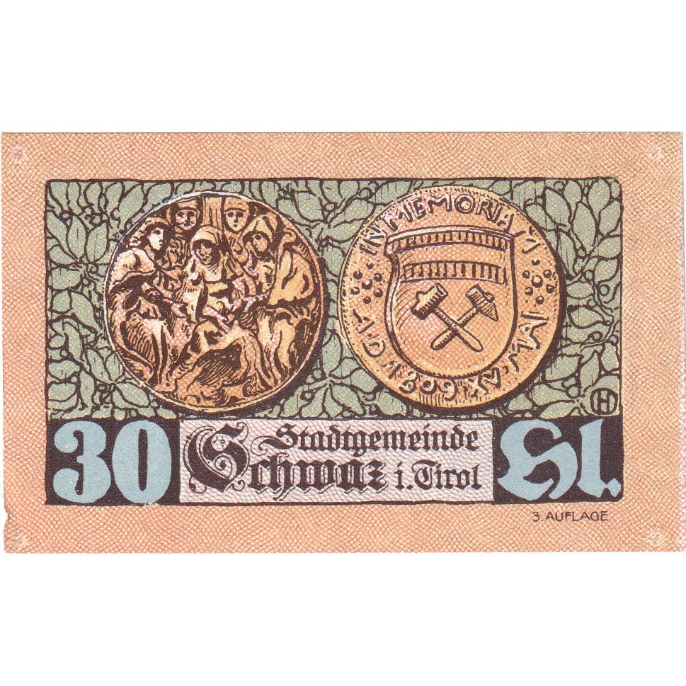 Autriche, Innsbruck Tirol Prv. Notgeld Sammlerbund Innsbruck, 30 Heller