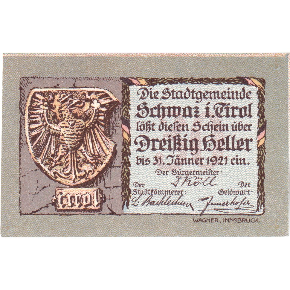 Autriche, Innsbruck Tirol Prv. Notgeld Sammlerbund Innsbruck, 30 Heller