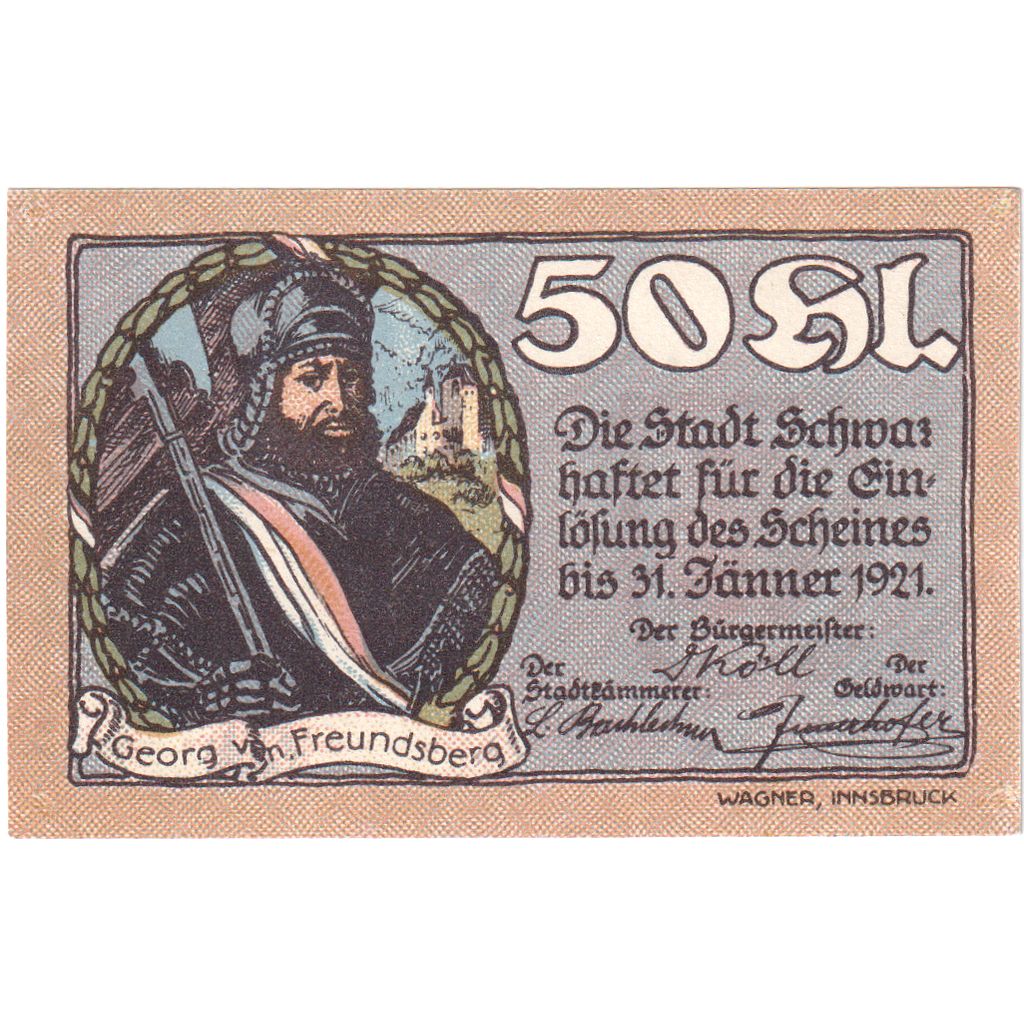 Oostenrijk, Innsbruck Tirol Prv. Notgeld Sammlerbund Innsbruck, 50 Heller