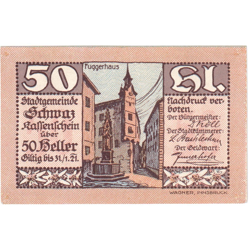 Oostenrijk, Innsbruck Tirol Prv. Notgeld Sammlerbund Innsbruck, 50 Heller