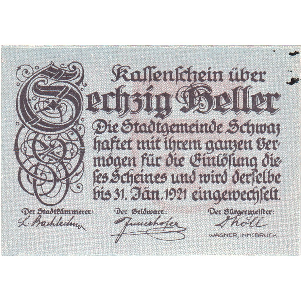 Austria, Innsbruck Tirol Prv. Notgeld Sammlerbund Innsbruck, 60 Heller