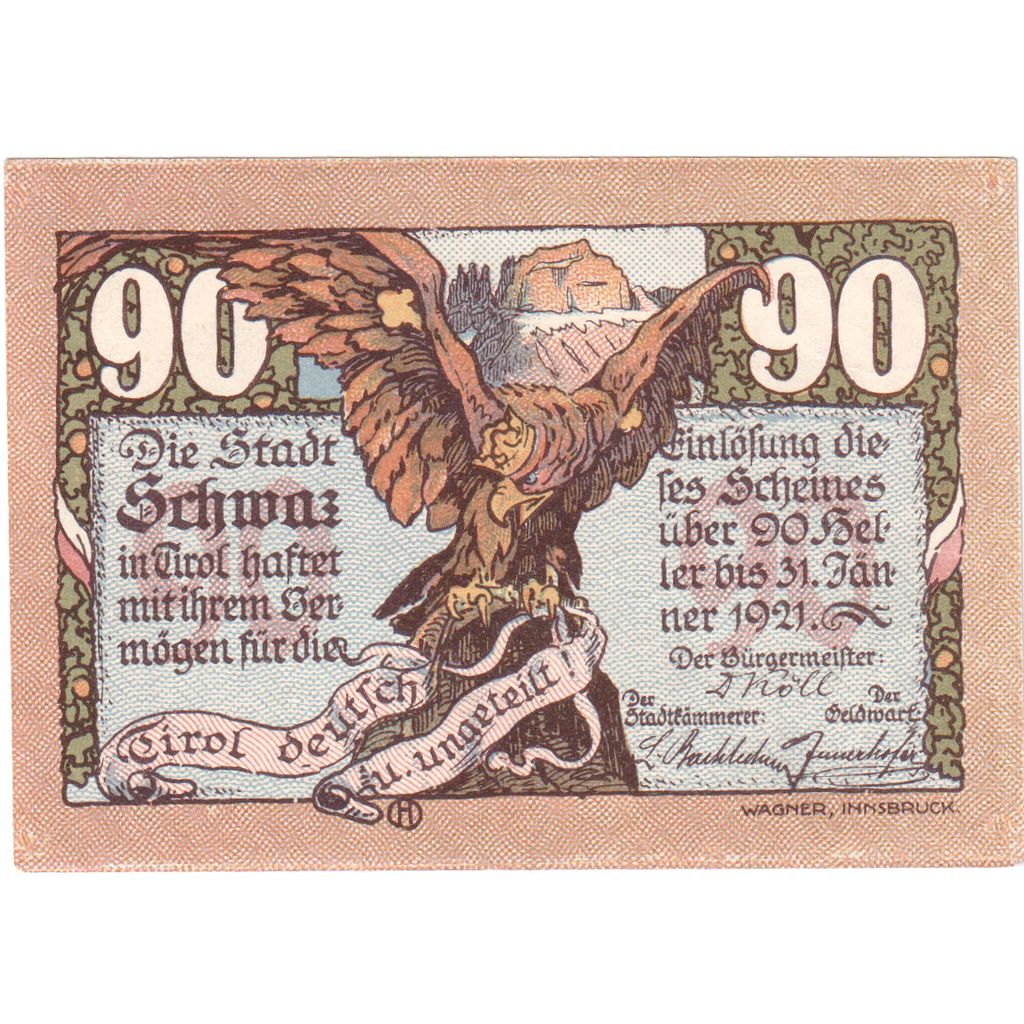 Oostenrijk, Innsbruck Tirol Prv. Notgeld Sammlerbund Innsbruck, 90 Heller