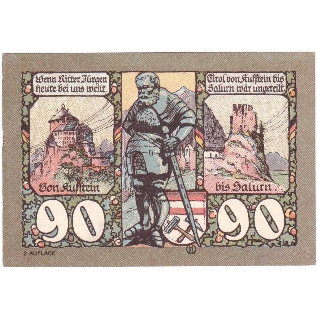 Autriche, Innsbruck Tirol Prv. Notgeld Sammlerbund Innsbruck, 90 Heller