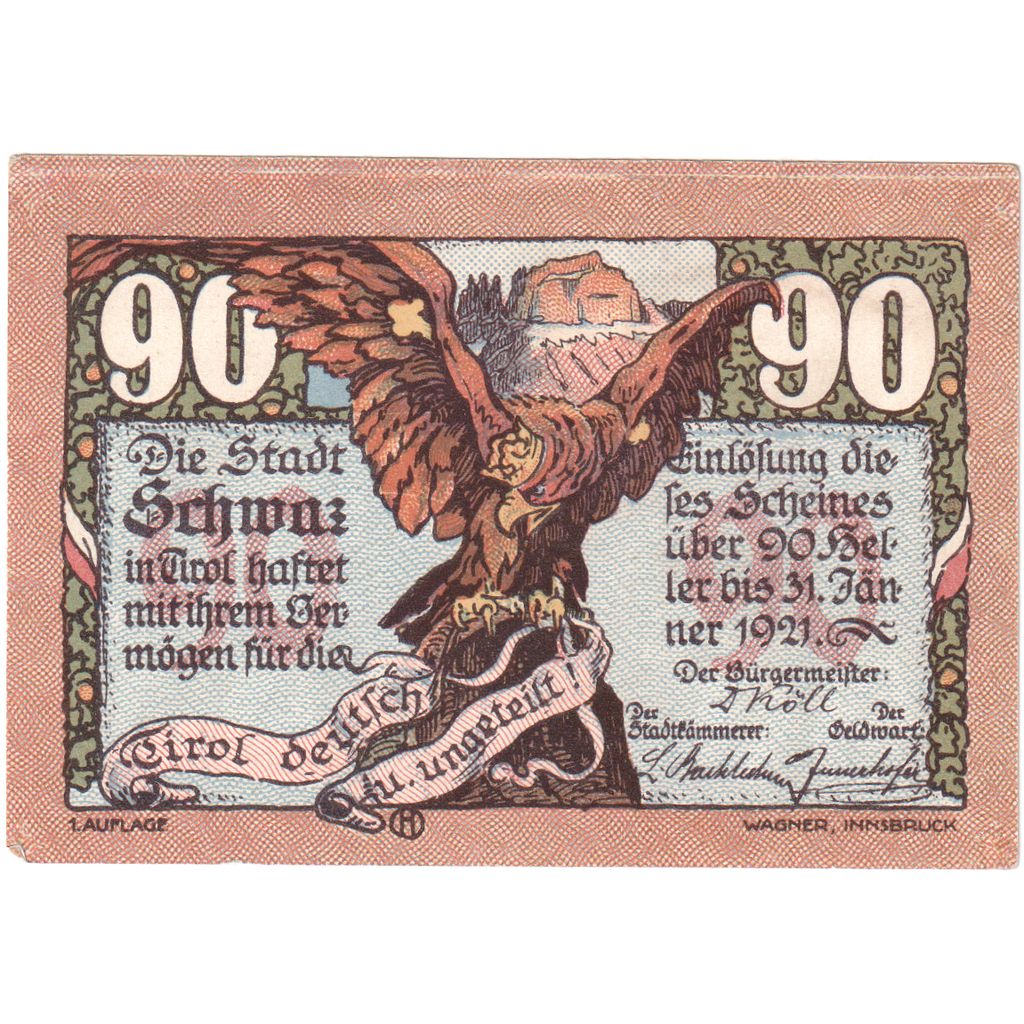 Oostenrijk, Innsbruck Tirol Prv. Notgeld Sammlerbund Innsbruck, 90 Heller