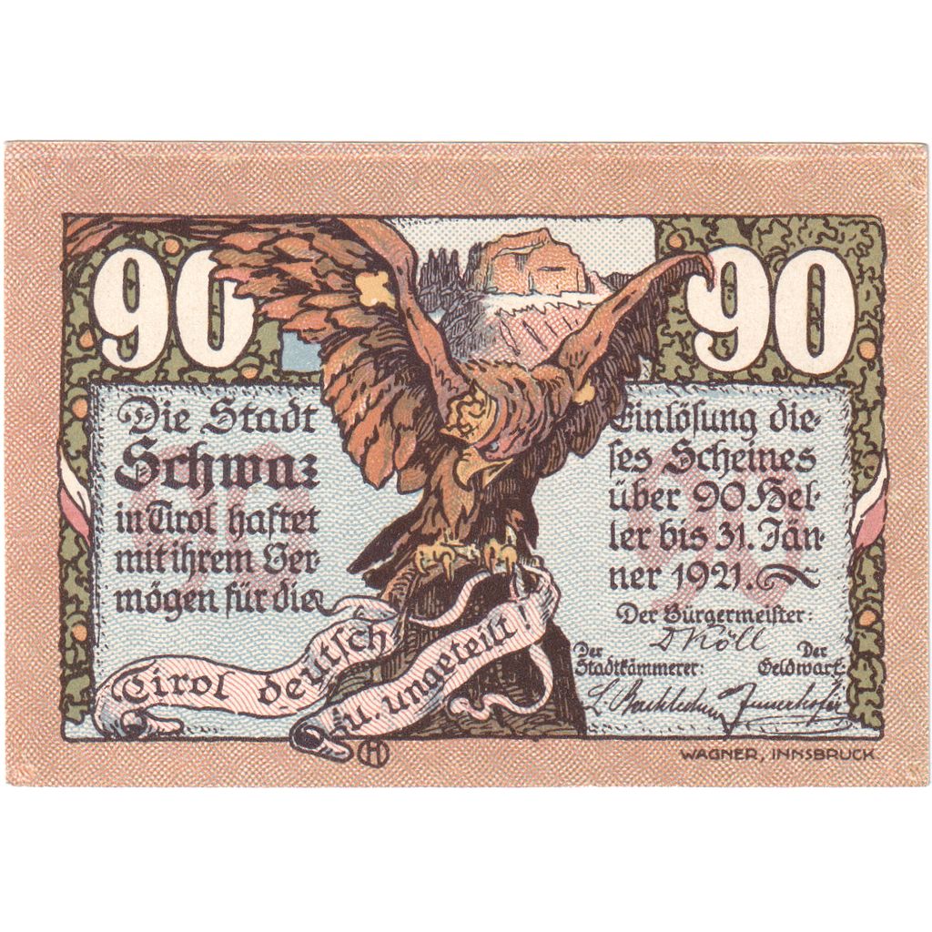Austria, Innsbruck Tirol Prv. Notgeld Sammlerbund Innsbruck, 90 Heller