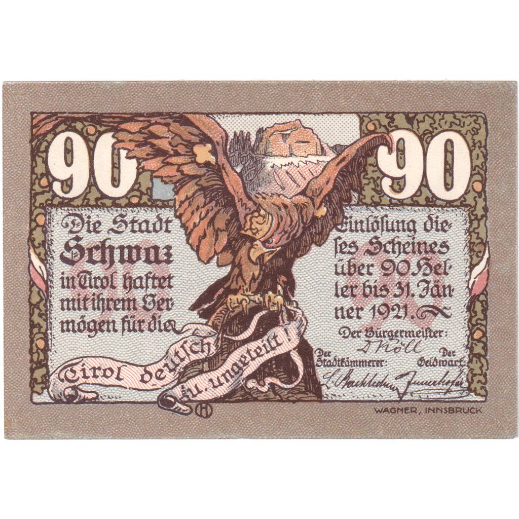 Austria, Innsbruck Tirol Prv. Notgeld Sammlerbund Innsbruck, 90 Heller