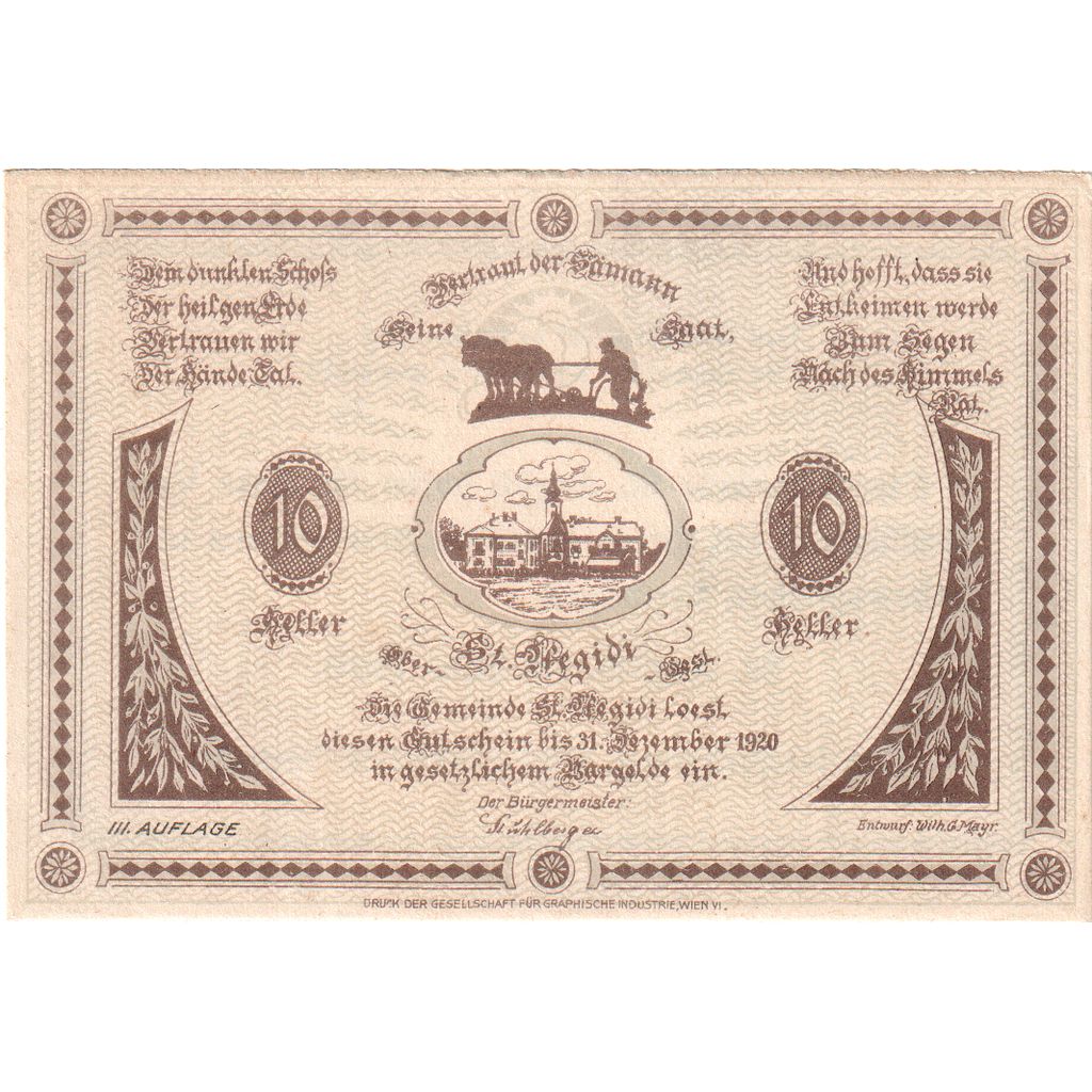 Österreich, St Aegidi, 10 Heller, 1920-12-31, UNZ-