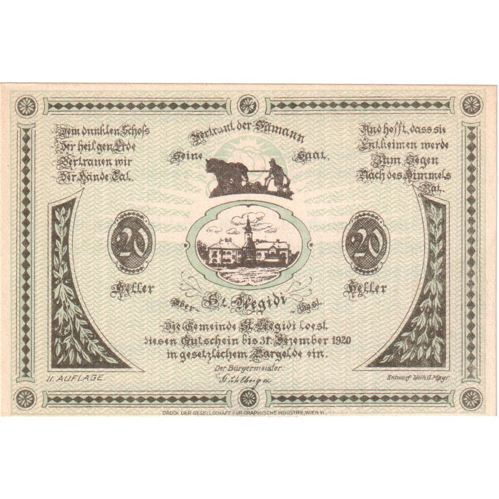 Österreich, St Aegidi, 20 Heller, 1920-12-31, UNZ-