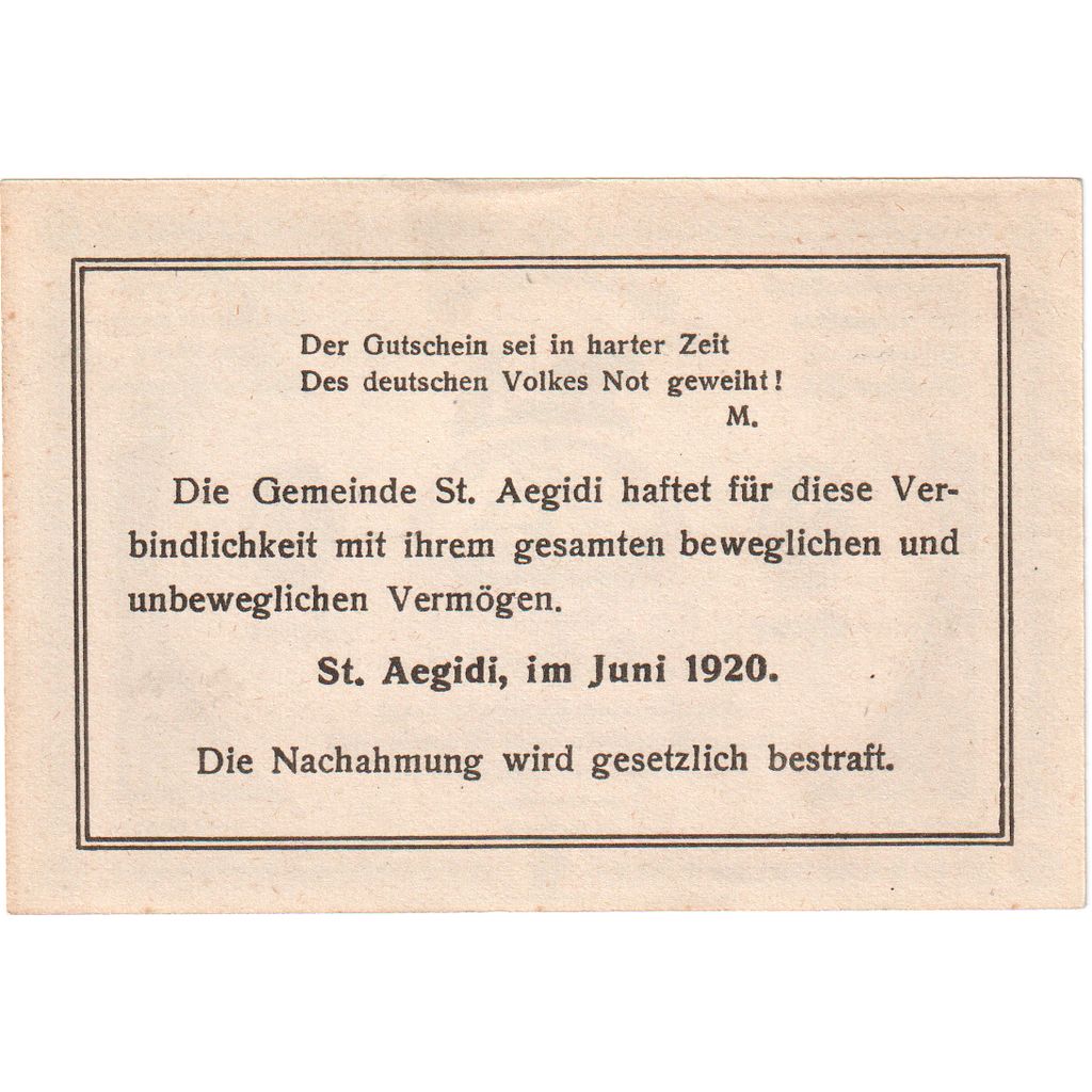 Österreich, St Aegidi, 20 Heller, 1920-12-31, UNZ-