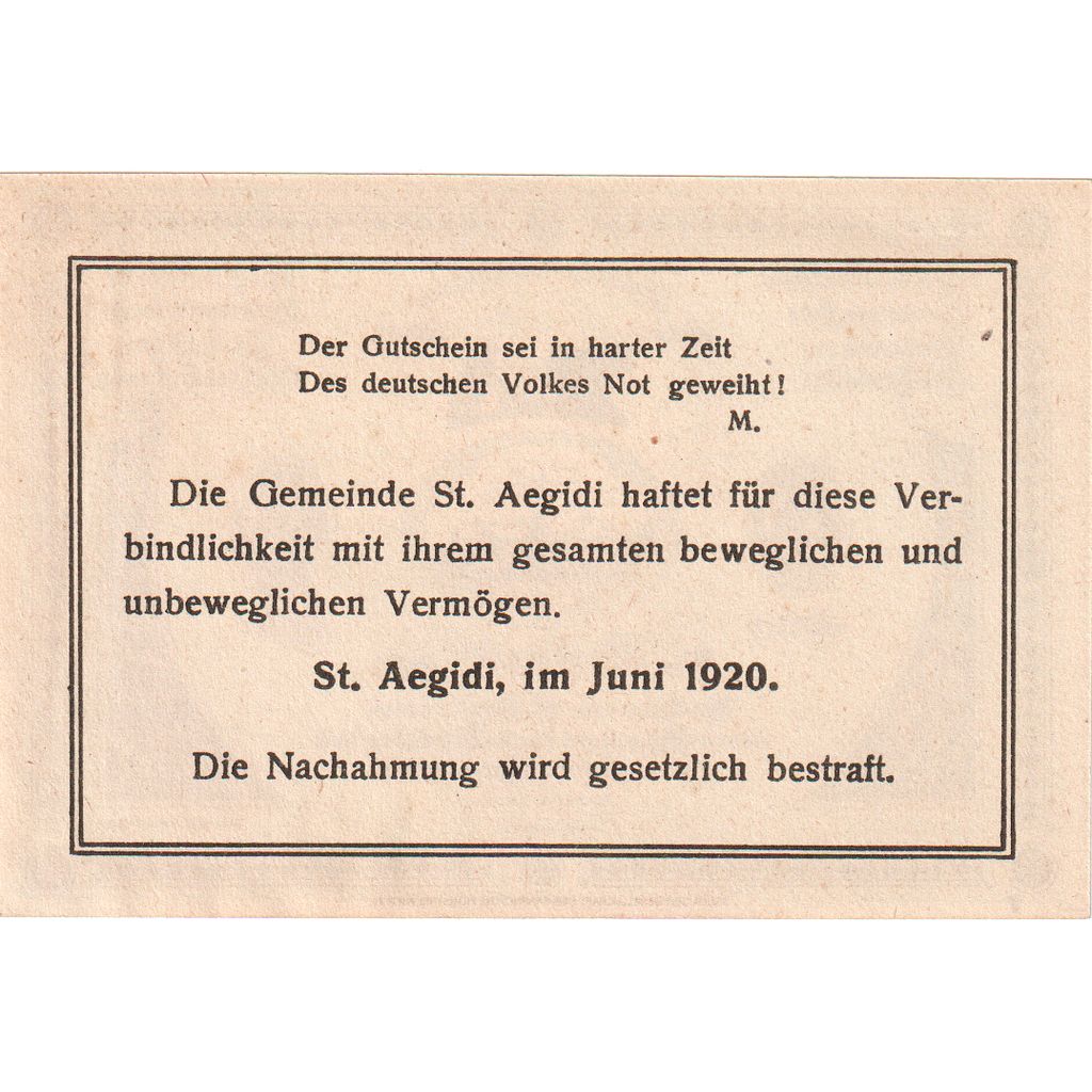 Österreich, St Aegidi, 50 Heller, 1920-12-31, UNZ-