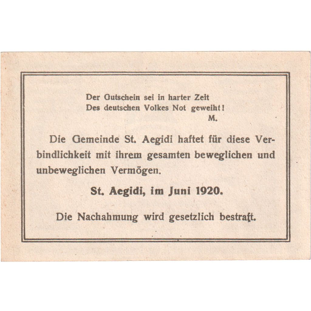 Österreich, St Aegidi, 50 Heller, 1920-12-31, UNZ-