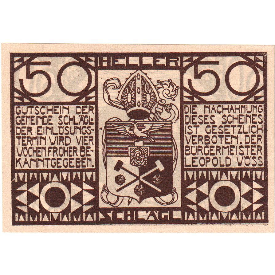 Österreich, Schlägl, 50 Heller, UNZ-