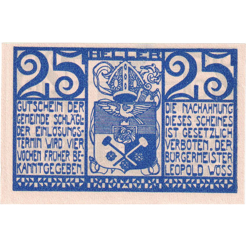 Oostenrijk, Schlägl, 25 Heller, SPL