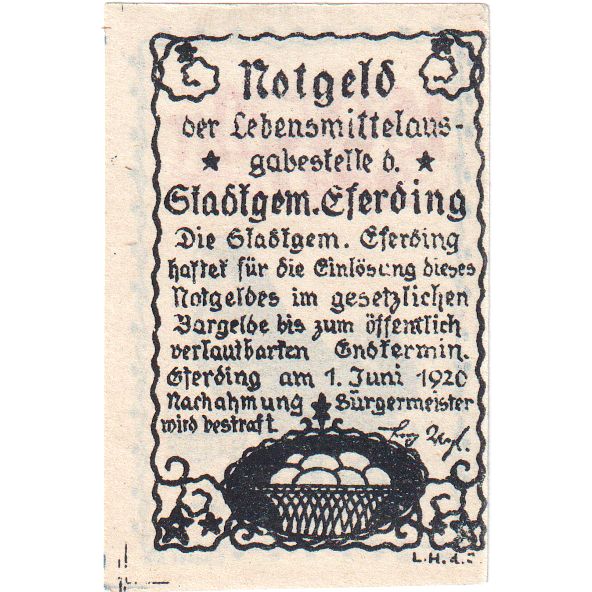 Oostenrijk, Eferding O.Ö. Stadtgemeinde, 15 Heller, 1920-06-01, SPL