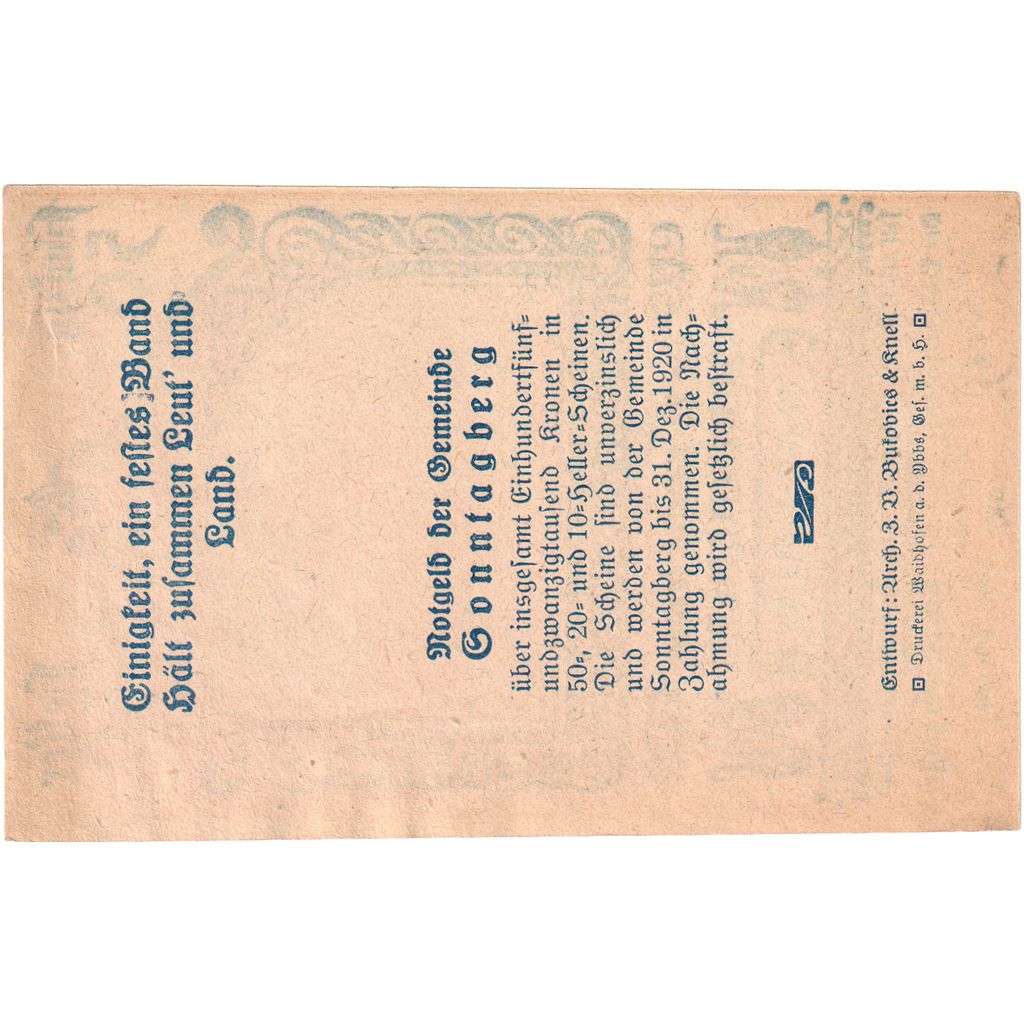 Österreich, Sonntagberg N.Ö. Gemeinde, 50 Heller, 1920-12-31, UNZ-