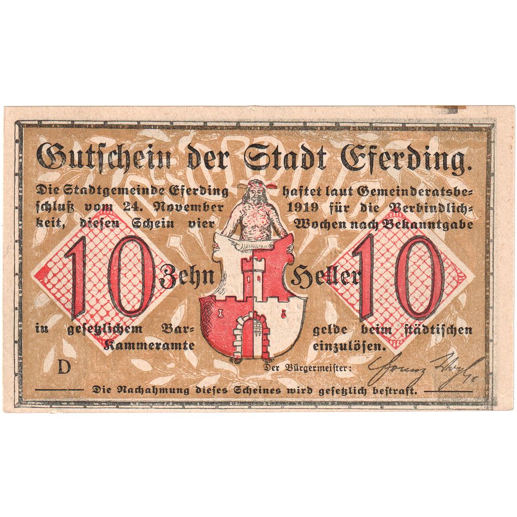 Austria, Eferding O.Ö. Stadtgemeinde, 10 Heller, UNC(63)