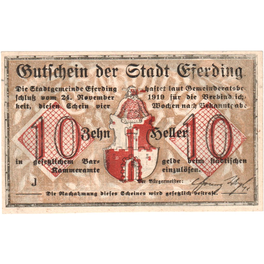 Austria, Eferding O.Ö. Stadtgemeinde, 10 Heller, UNC(63)