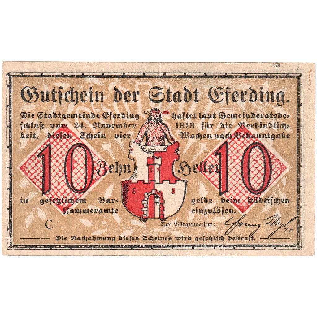 Austria, Eferding O.Ö. Stadtgemeinde, 10 Heller, UNC(63)