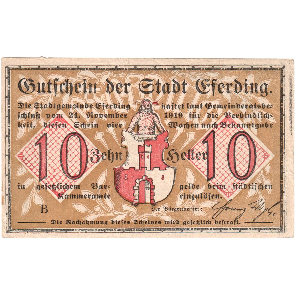 Austria, Eferding O.Ö. Stadtgemeinde, 10 Heller, UNC(63)