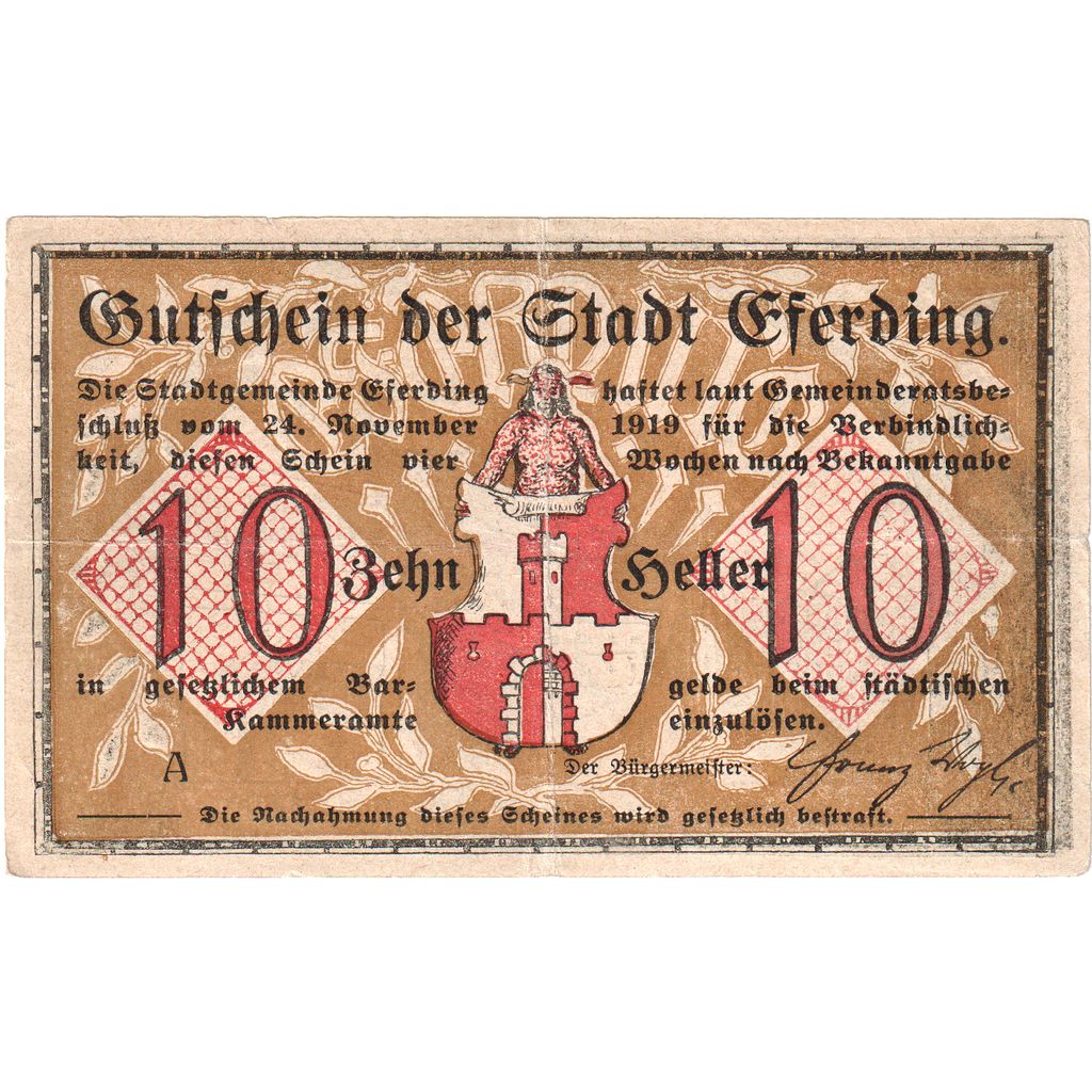Austria, Eferding O.Ö. Stadtgemeinde, 10 Heller, UNC(63)
