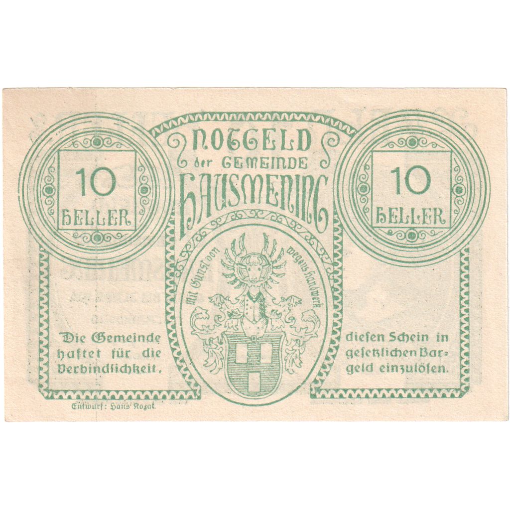 Austria, Hausmening N.Ö. Gemeinde, 10 Heller, 1920-12-31, UNC(63)