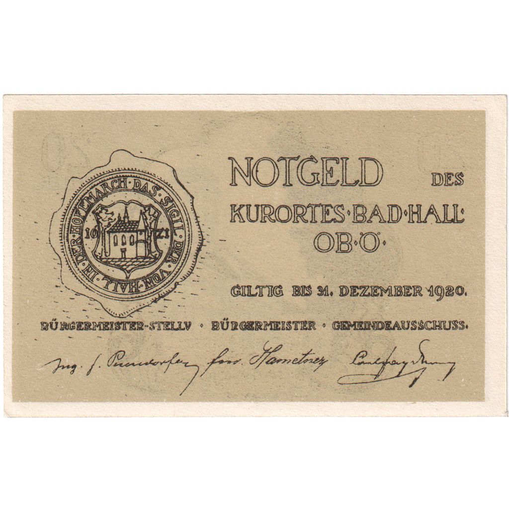 Áustria, Bad Hall, 75 Heller, 1920-09-30, UNC(63)
