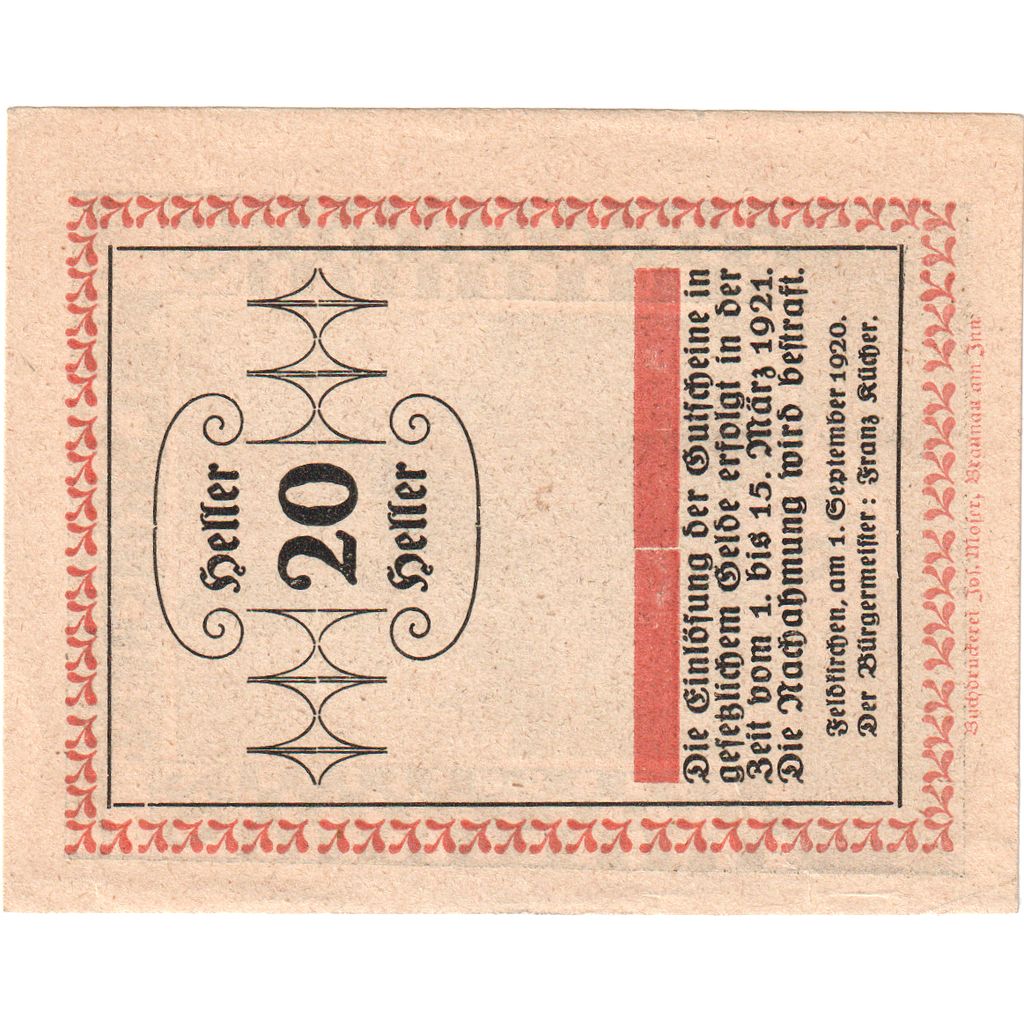 Österreich, Feldkirchen, 20 Heller, 1921-03-15, UNZ-