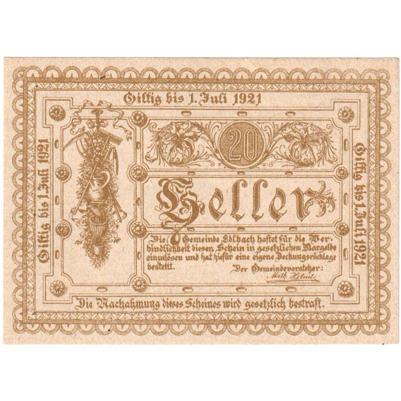 Austria, edlbach, 20 Heller, 1921-07-01, UNC(63)