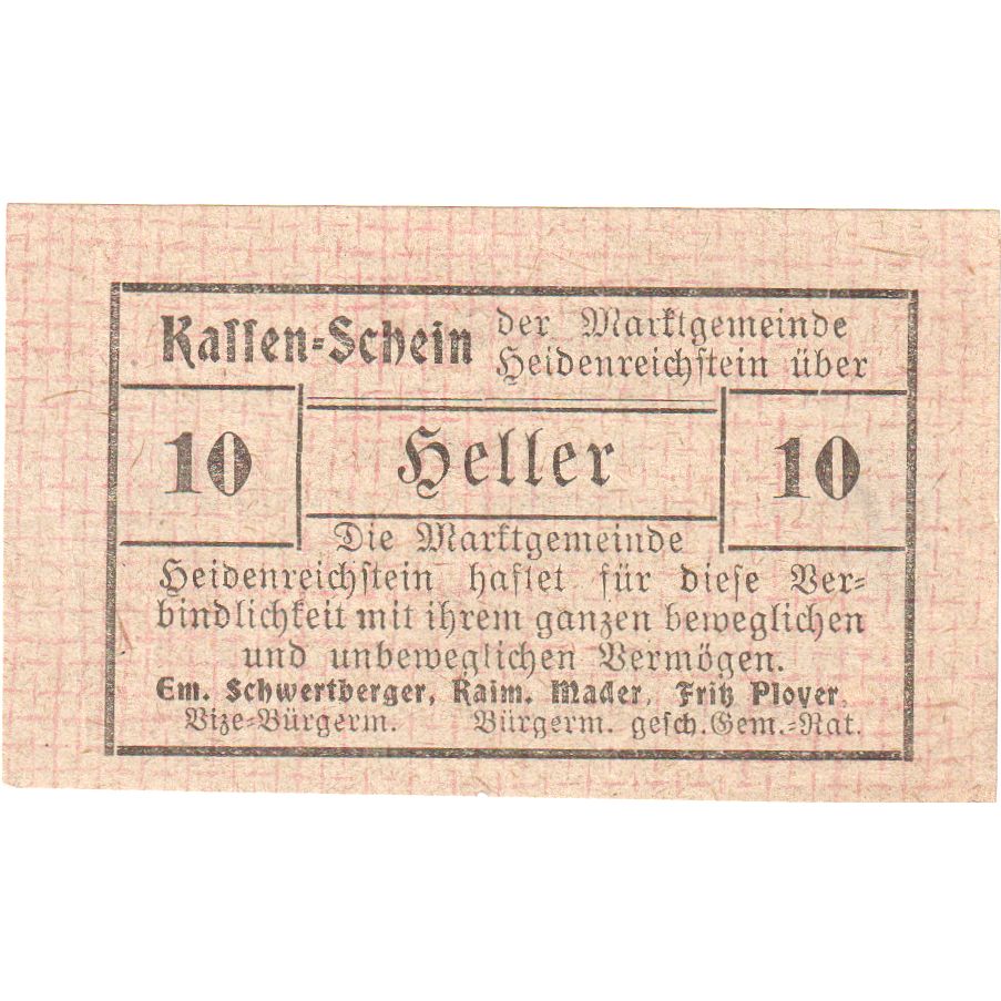 Oostenrijk, Heidenreichstein, 10 Heller, 1921-03-01, SPL