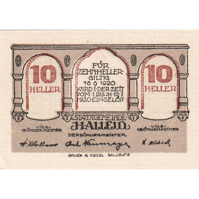 Oostenrijk, Hallein, 10 Heller, 1920-12-31, NIEUW