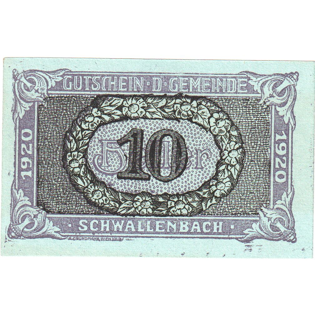 Autriche, Schwallenbach, 10 Heller, 1920-12-31, SPL