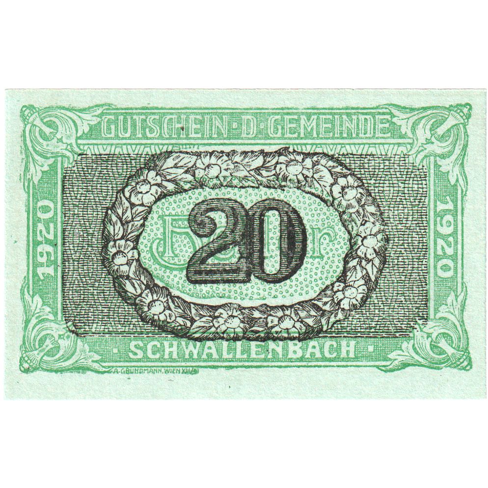 Autriche, Schwallenbach, 20 Heller, 1920-12-31, SPL