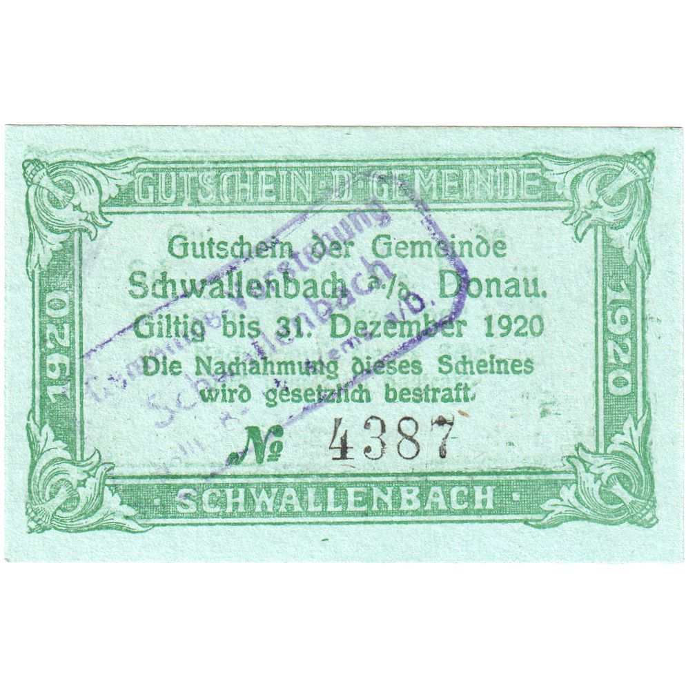 Autriche, Schwallenbach, 20 Heller, 1920-12-31, SPL
