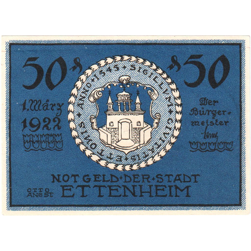 Deutschland, Ettenheim, 50 Pfennig, 1922-03-01, UNZ-
