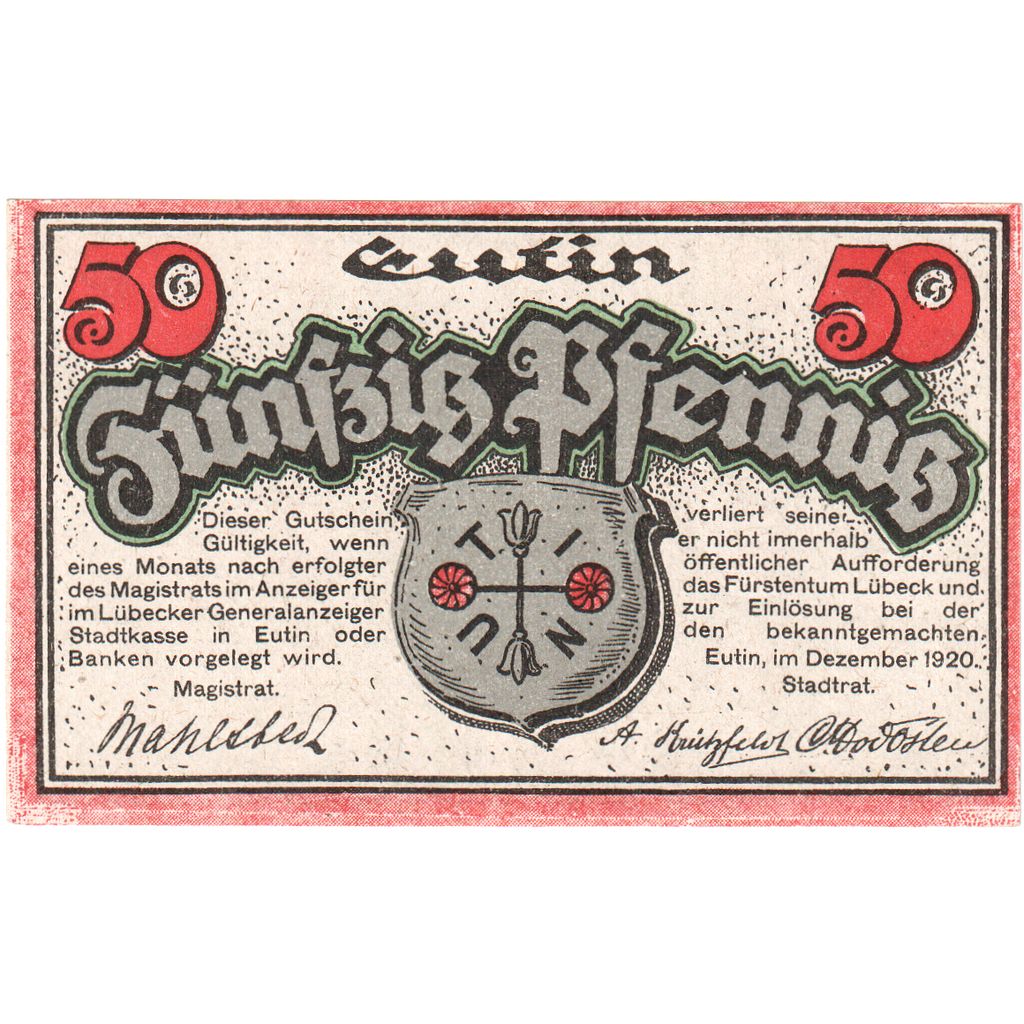 Alemania, Eutin Stadt, 50 Pfennig, 1920-12-01, UNC