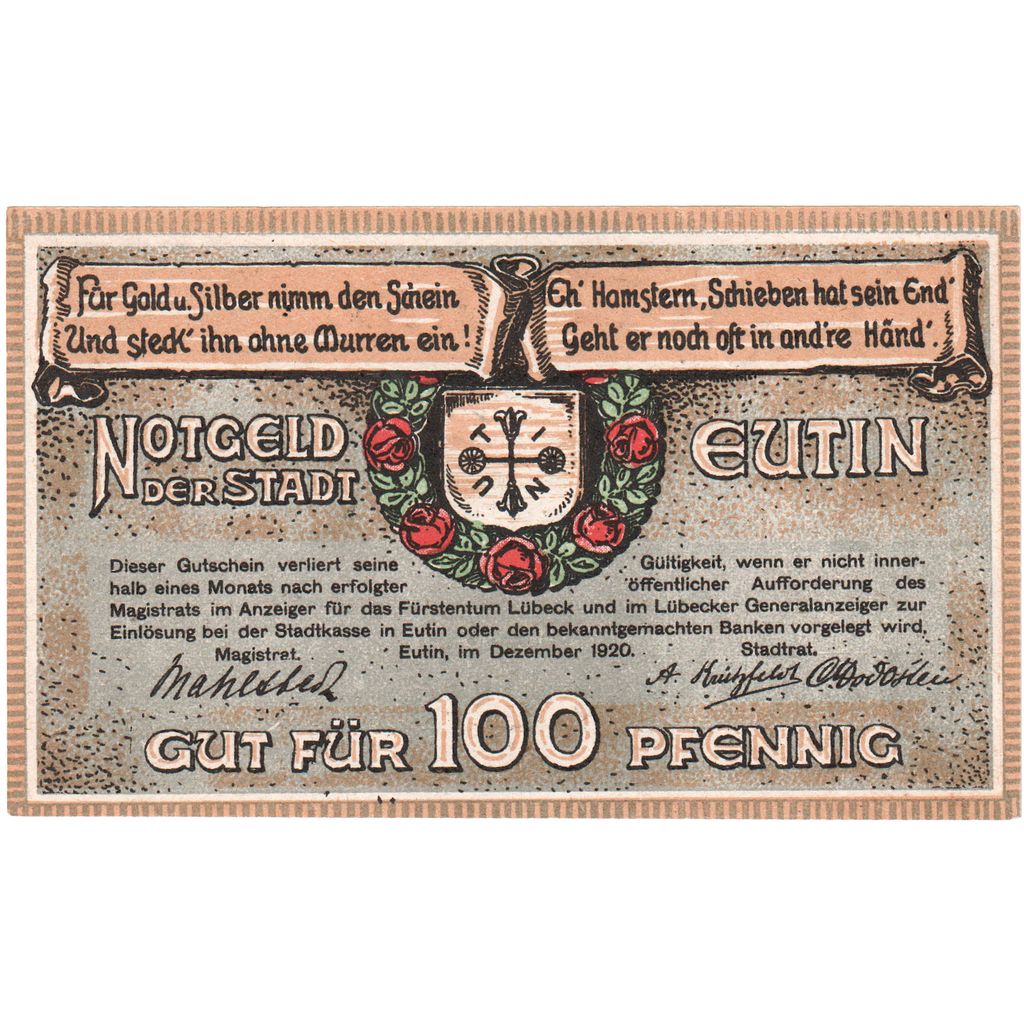Alemania, Eutin Stadt, 100 Pfennig, SC
