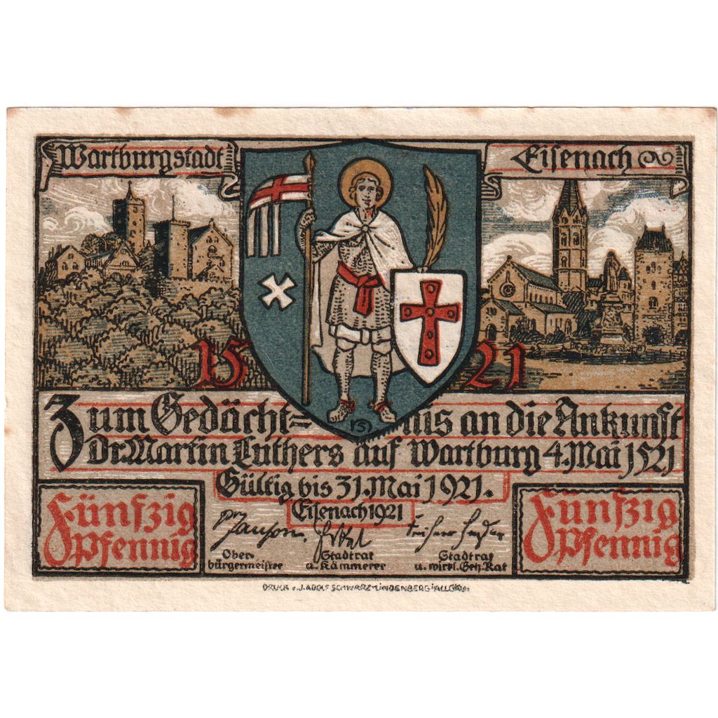 Alemania, Eisenach, 50 Pfennig, 1921-05-31, SC