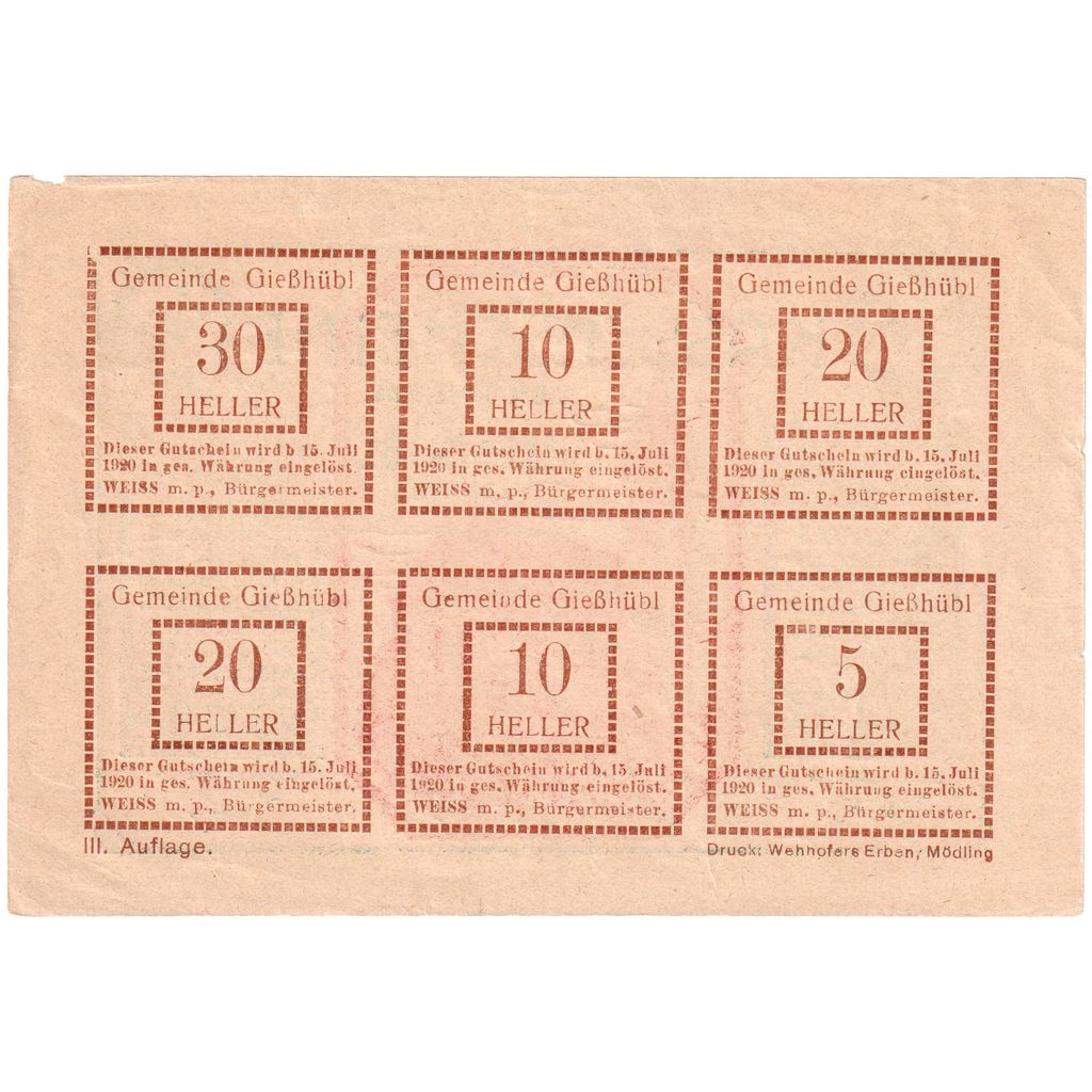 Oostenrijk, Giesshübl, 95 Heller, 1921-12-31, SPL