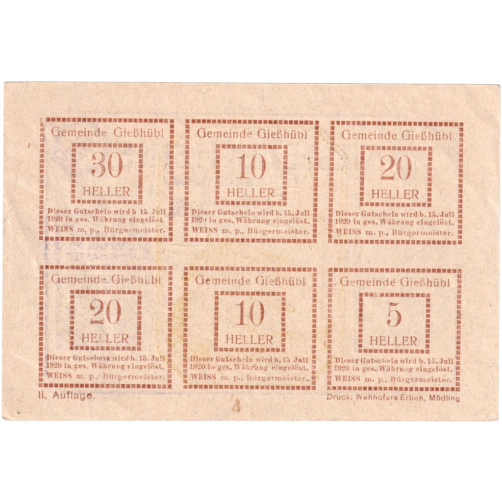 Austria, Giesshübl, 95 Heller, 1921-12-31, UNC(63)