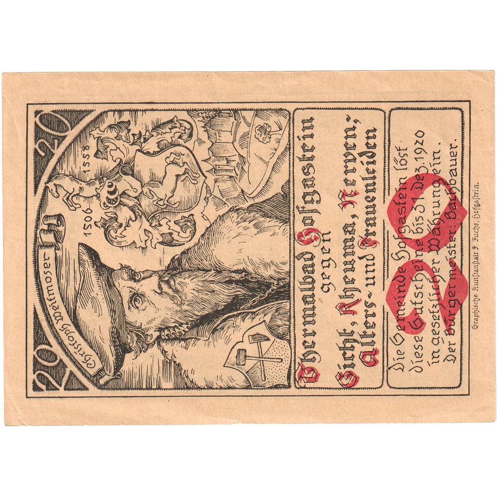 Austria, Hofgastein, 20 Heller, UNC(63)