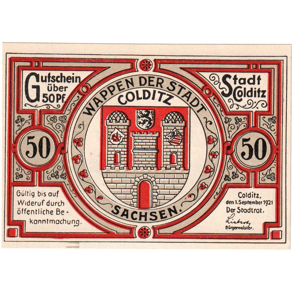 Alemania, Colditz Stadt, 50 Pfennig, 1921-09-01, SC