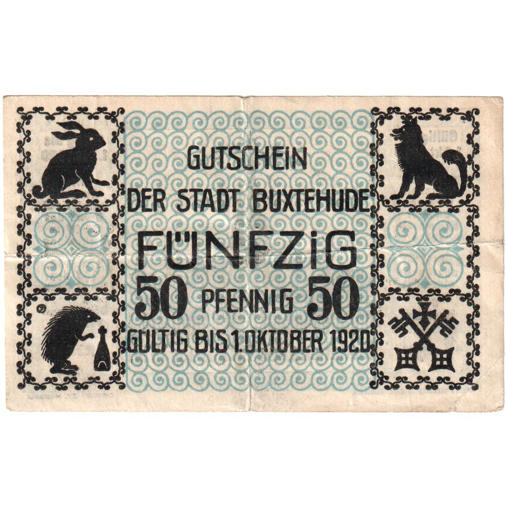 Germania, Buxtehude Stadt, 50 Pfennig, 1920-10-01, SPL
