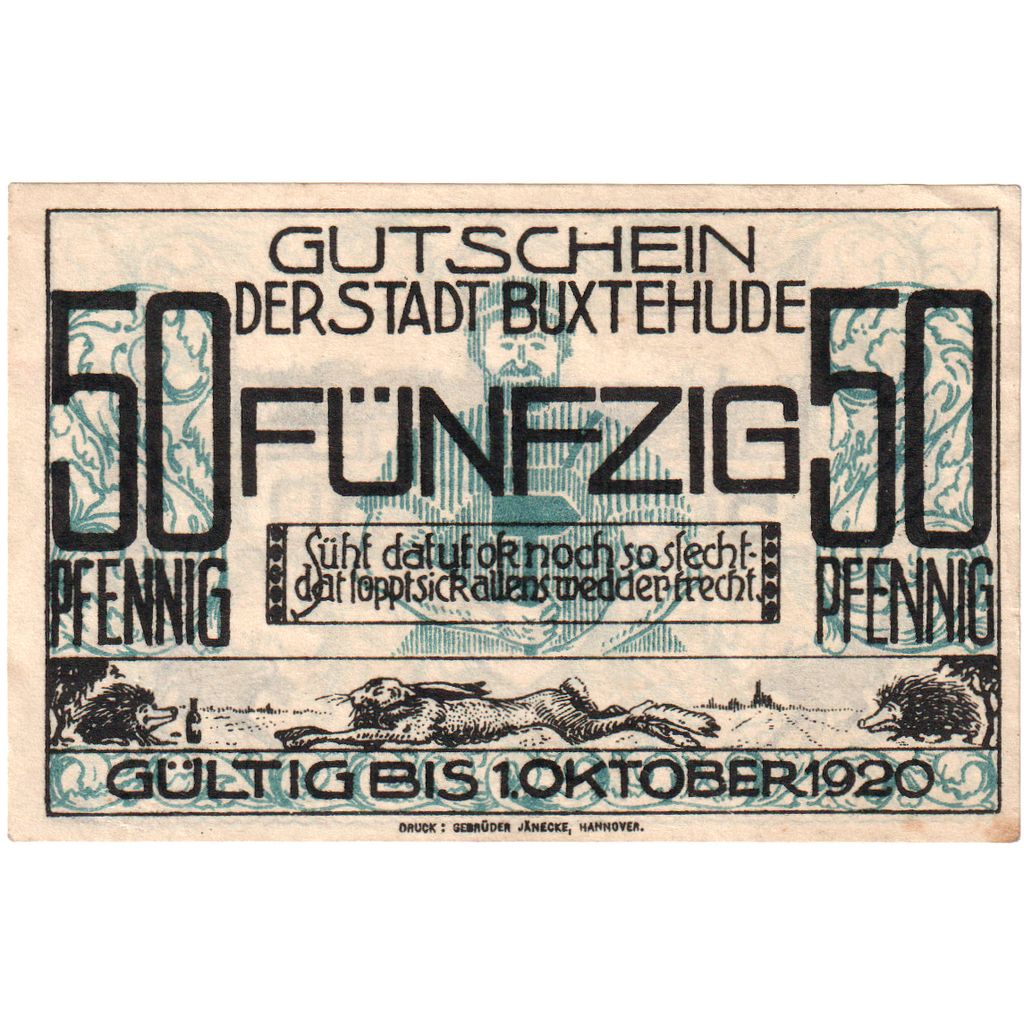 Deutschland, Buxtehude Stadt, 50 Pfennig, 1920-10-01, UNZ-