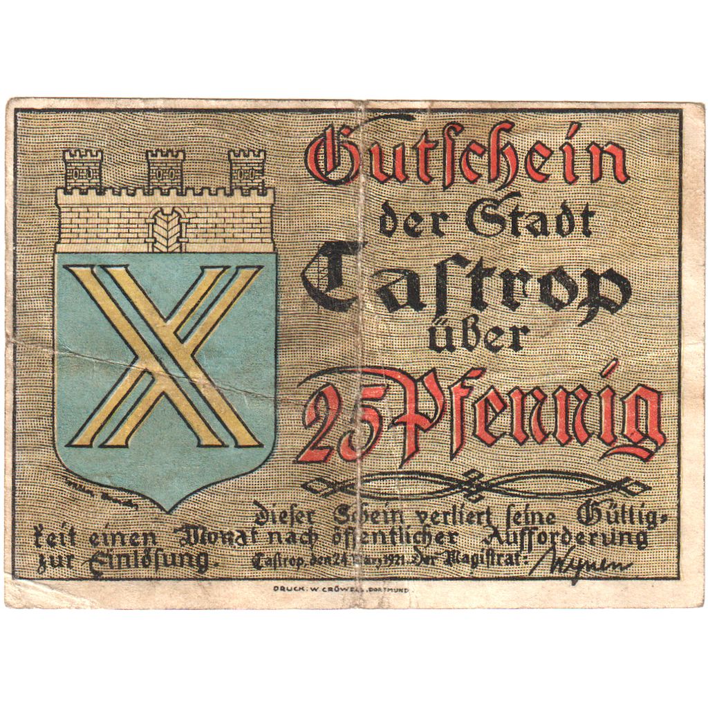 Alemania, Castrop, 25 Pfennig, UNC