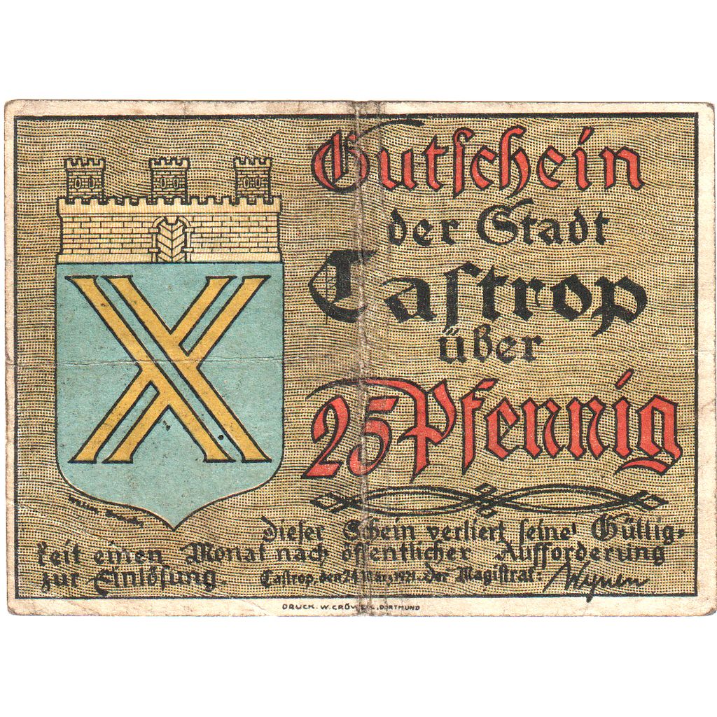 Alemania, Castrop, 25 Pfennig, UNC